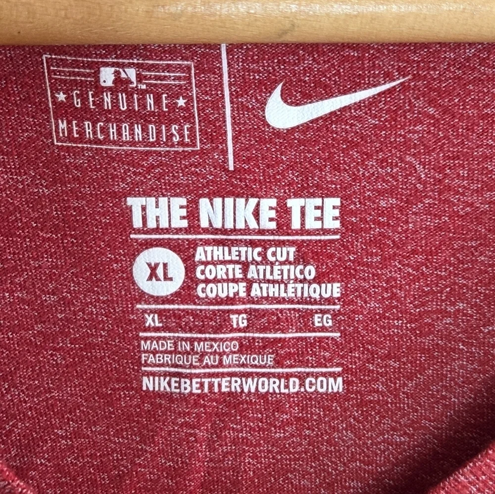 Nike Heathered Red V-neck St. Louis Cardinals Short Sleeve Athletic Cut Tee